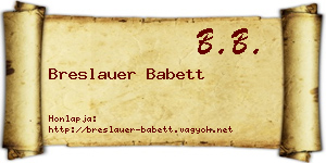 Breslauer Babett névjegykártya